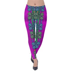 Flowers In A Rainbow Liana Forest Festive Velvet Leggings