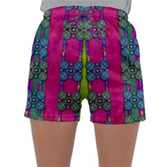 Flowers In A Rainbow Liana Forest Festive Sleepwear Shorts by pepitasart