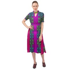 Flowers In A Rainbow Liana Forest Festive Keyhole Neckline Chiffon Dress by pepitasart