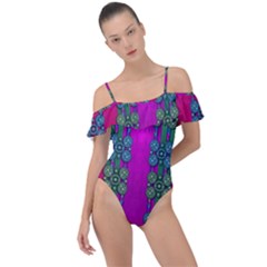 Flowers In A Rainbow Liana Forest Festive Frill Detail One Piece Swimsuit