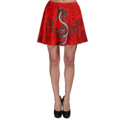 Chinese Dragon On Vintage Background Skater Skirt by FantasyWorld7