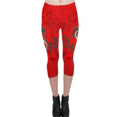 Chinese Dragon On Vintage Background Capri Leggings  by FantasyWorld7