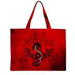 Chinese Dragon On Vintage Background Zipper Mini Tote Bag by FantasyWorld7