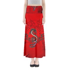 Chinese Dragon On Vintage Background Full Length Maxi Skirt by FantasyWorld7