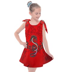 Chinese Dragon On Vintage Background Kids  Tie Up Tunic Dress by FantasyWorld7