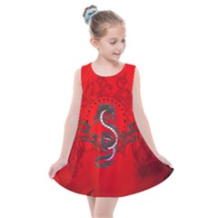 Chinese Dragon On Vintage Background Kids  Summer Dress by FantasyWorld7