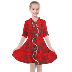 Chinese Dragon On Vintage Background Kids  All Frills Chiffon Dress by FantasyWorld7