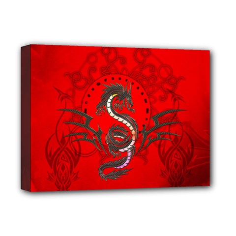 Chinese Dragon On Vintage Background Deluxe Canvas 16  X 12  (stretched)  by FantasyWorld7