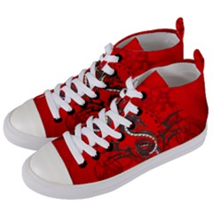 Chinese Dragon On Vintage Background Women s Mid-top Canvas Sneakers by FantasyWorld7