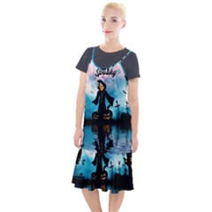 Funny Halloween Design With Skeleton, Pumpkin And Owl Camis Fishtail Dress by FantasyWorld7