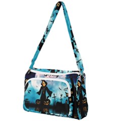 Funny Halloween Design With Skeleton, Pumpkin And Owl Front Pocket Crossbody Bag by FantasyWorld7