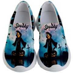 Funny Halloween Design With Skeleton, Pumpkin And Owl Kids  Lightweight Slip Ons by FantasyWorld7