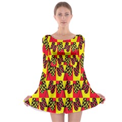 Race Flag Long Sleeve Skater Dress