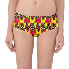 Race Flag Mid-Waist Bikini Bottoms