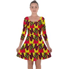 Race Flag Quarter Sleeve Skater Dress