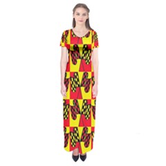 Race Flag Short Sleeve Maxi Dress