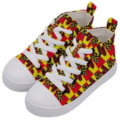 Race Flag Kids  Mid-top Canvas Sneakers by ArtworkByPatrick