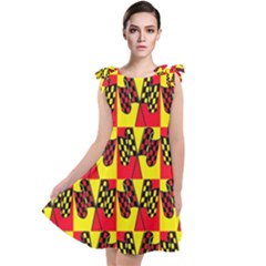 Race Flag Tie Up Tunic Dress