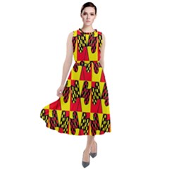 Race Flag Round Neck Boho Dress