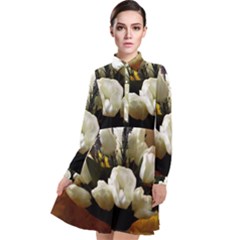 Tulips 1 3 Long Sleeve Chiffon Shirt Dress