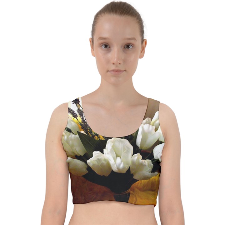 Tulips 1 3 Velvet Racer Back Crop Top