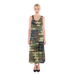 Curve Shape Seamless Camouflage Pattern Sleeveless Maxi Dress by Vaneshart