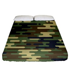 Curve Shape Seamless Camouflage Pattern Fitted Sheet (queen Size) by Vaneshart