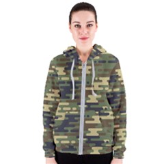 Curve Shape Seamless Camouflage Pattern Women s Zipper Hoodie by Vaneshart