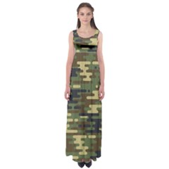 Curve Shape Seamless Camouflage Pattern Empire Waist Maxi Dress by Vaneshart