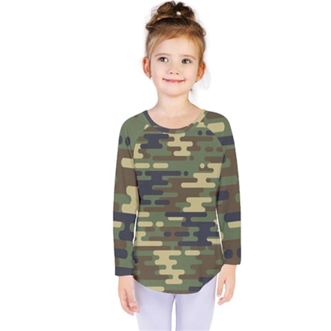 Curve Shape Seamless Camouflage Pattern Kids  Long Sleeve Tee by Vaneshart