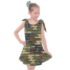 Curve Shape Seamless Camouflage Pattern Kids  Tie Up Tunic Dress by Vaneshart