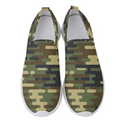 Curve Shape Seamless Camouflage Pattern Women s Slip On Sneakers by Vaneshart