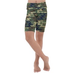 Curve Shape Seamless Camouflage Pattern Kids  Lightweight Velour Cropped Yoga Leggings by Vaneshart