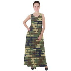 Curve Shape Seamless Camouflage Pattern Empire Waist Velour Maxi Dress by Vaneshart