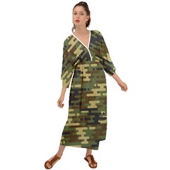 Curve Shape Seamless Camouflage Pattern Grecian Style  Maxi Dress by Vaneshart