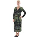 Military Camouflage Design Velvet Maxi Wrap Dress View1