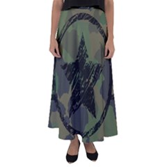 Military Camouflage Design Flared Maxi Skirt by Vaneshart