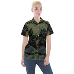 Military Camouflage Design Women s Short Sleeve Pocket Shirt