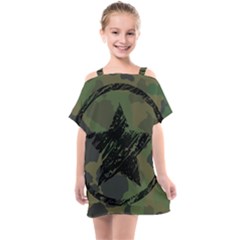 Military Camouflage Design Kids  One Piece Chiffon Dress