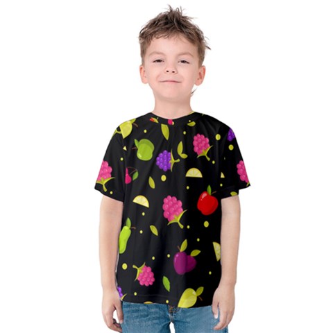 Vector Seamless Summer Fruits Pattern Colorful Cartoon Background Kids  Cotton Tee by Vaneshart