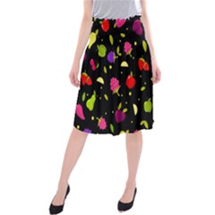 Vector Seamless Summer Fruits Pattern Colorful Cartoon Background Midi Beach Skirt by Vaneshart