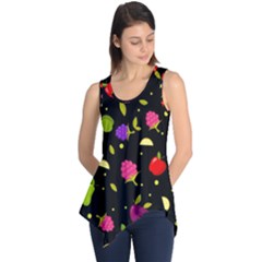 Vector Seamless Summer Fruits Pattern Colorful Cartoon Background Sleeveless Tunic by Vaneshart