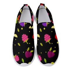 Vector Seamless Summer Fruits Pattern Colorful Cartoon Background Women s Slip On Sneakers by Vaneshart