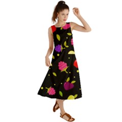 Vector Seamless Summer Fruits Pattern Colorful Cartoon Background Summer Maxi Dress