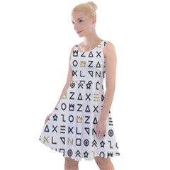 Memphis Seamless Patterns Knee Length Skater Dress