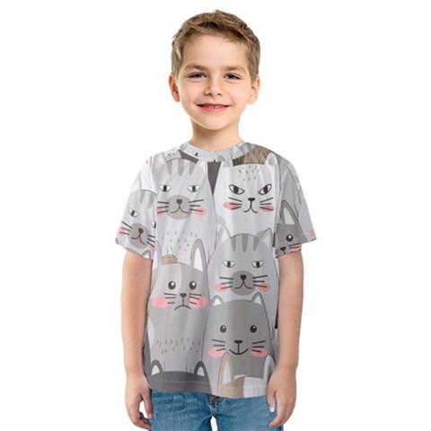 Hand Draw Cats Seamless Pattern Kids  Sport Mesh Tee by Vaneshart