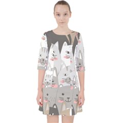 Hand Draw Cats Seamless Pattern Pocket Dress by Vaneshart