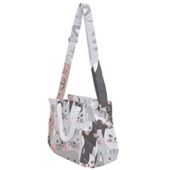 Hand Draw Cats Seamless Pattern Rope Handles Shoulder Strap Bag by Vaneshart