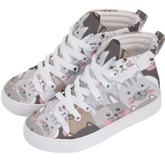 Hand Draw Cats Seamless Pattern Kids  Hi-top Skate Sneakers by Vaneshart