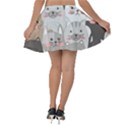 Hand Draw Cats Seamless Pattern Velvet Skater Skirt View2